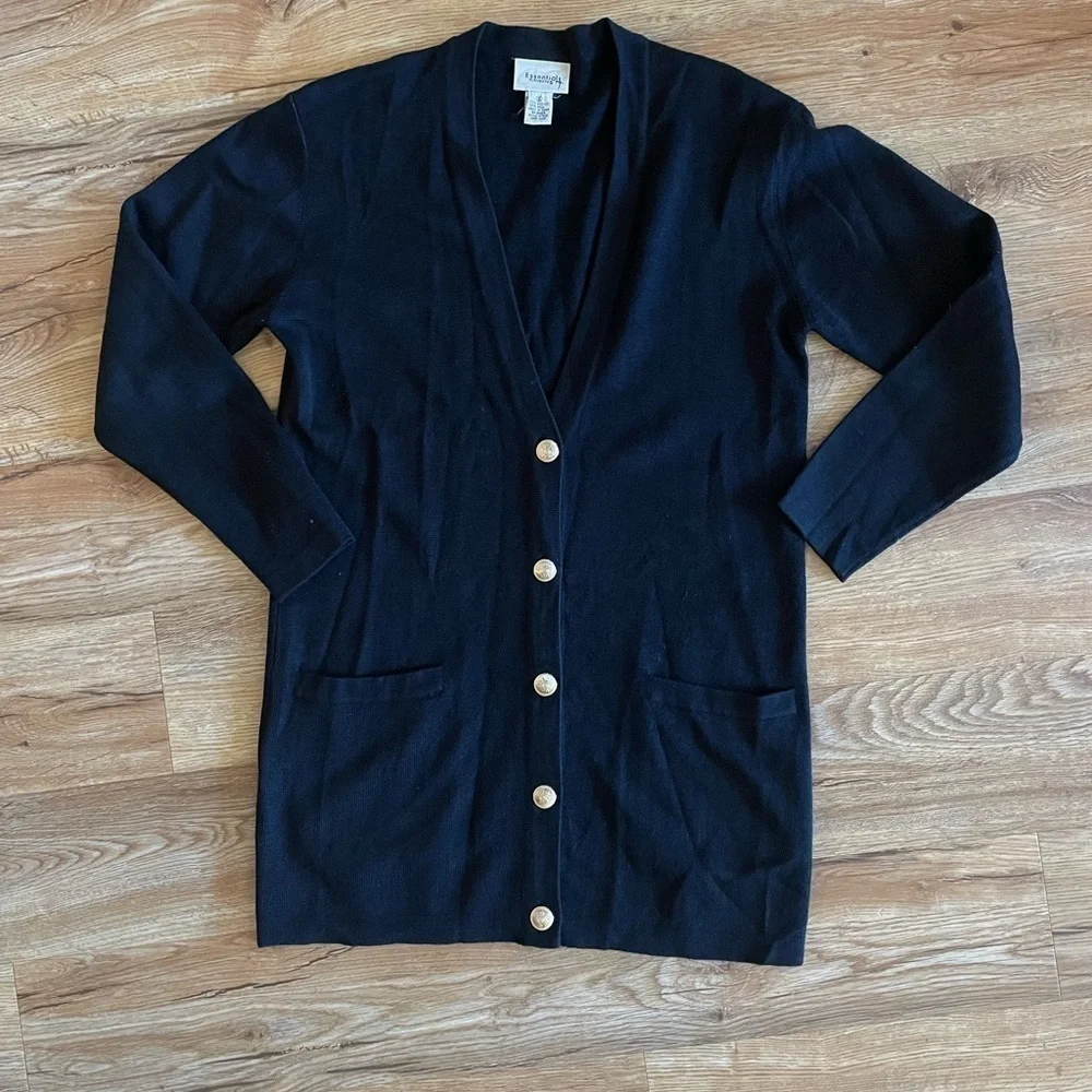 Vintage Essential Elements Wool Blend black Cardigan